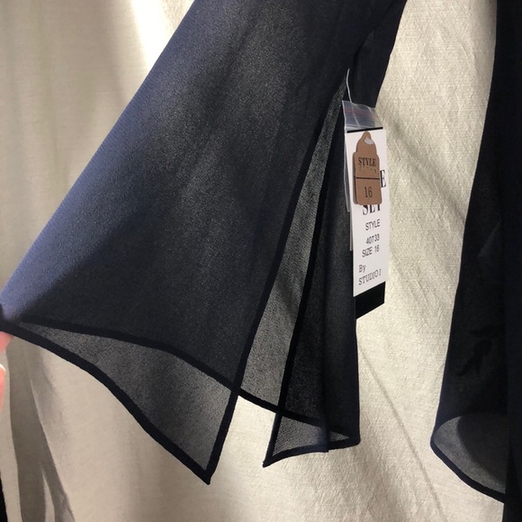 Studio I 2pc. Beaded Navy Blue Elegant Special Event Dress - Picture 4 of 14